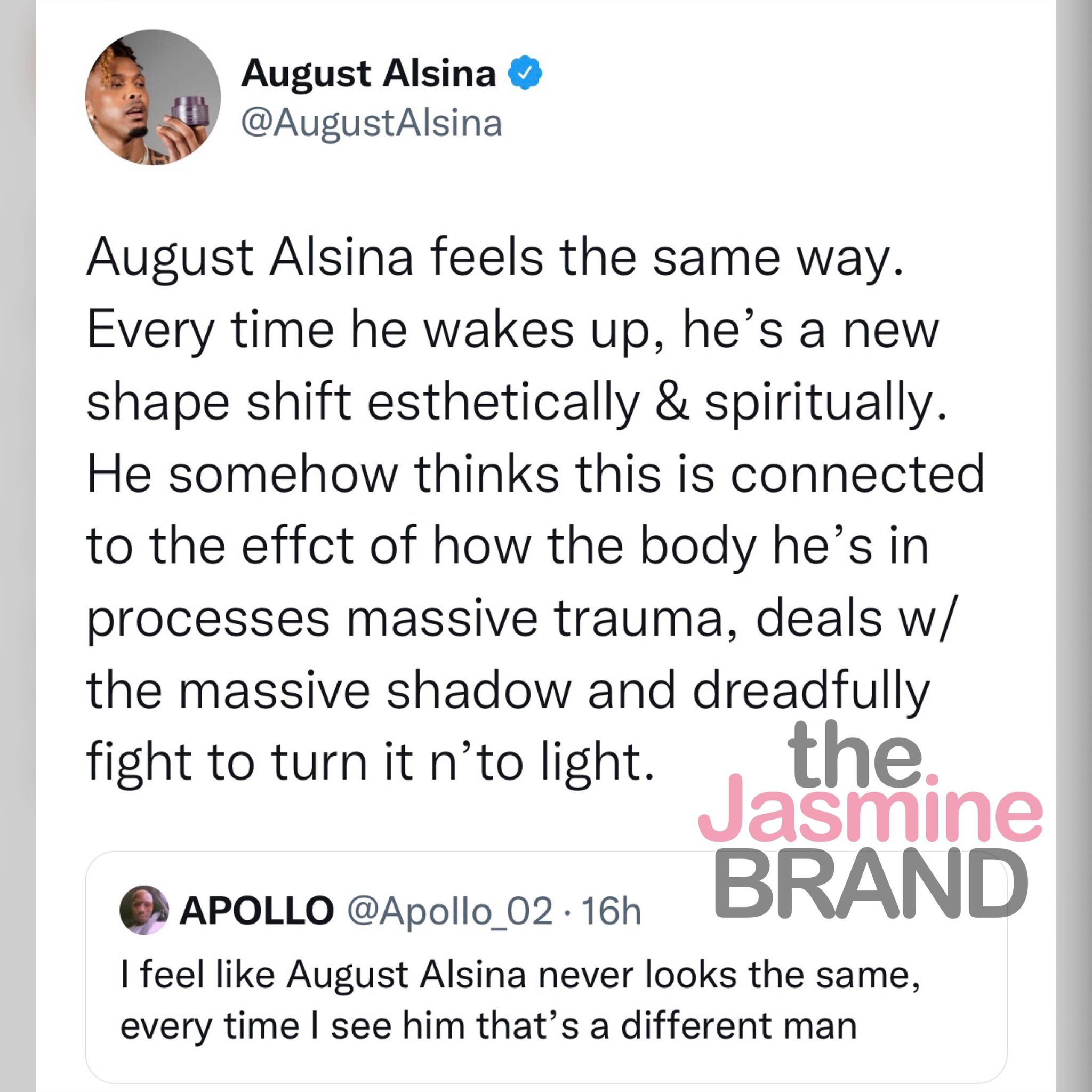 August Alsina, Fiziksel Görünümünün Değiştiğine İlişkin İddiaları Ele Aldı: Bu, İçinde Bulunduğum Bedenin Büyük Travma Sürecini Nasıl Sürdürdüğüyle Bağlantılı