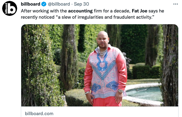 Fat Joe, Kendisinden 340 bin doları zimmete geçirdiği iddia edilen muhasebe firmasına dava açtı, paranın Uber yolculuklarına, yemek ve eğitim ödemelerine gittiğini iddia etti