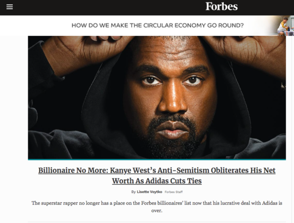 Kanye West loses billionaire status after Adidas ends Yeezy partnership,  according to Forbes