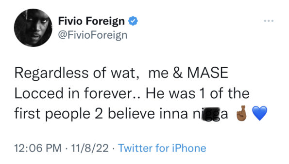 Fivio Foreign, Rapper'a Rekor Anlaşma İmzalamak İçin Sadece 5K $ Bonus Ödendiği İddiaları Arasında O ve Mase'in "Sonsuza Kadar Kilitli" Olduğunu Söylüyor