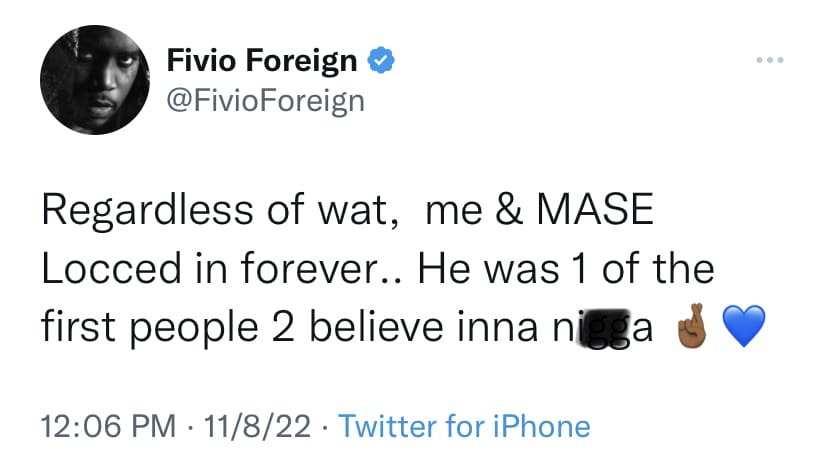 Fivio Foreign Says He & Mase Are ‘Locked In Forever’ Amid Claims The ...