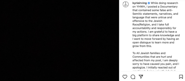 Kyrie Irving apology via Instagram