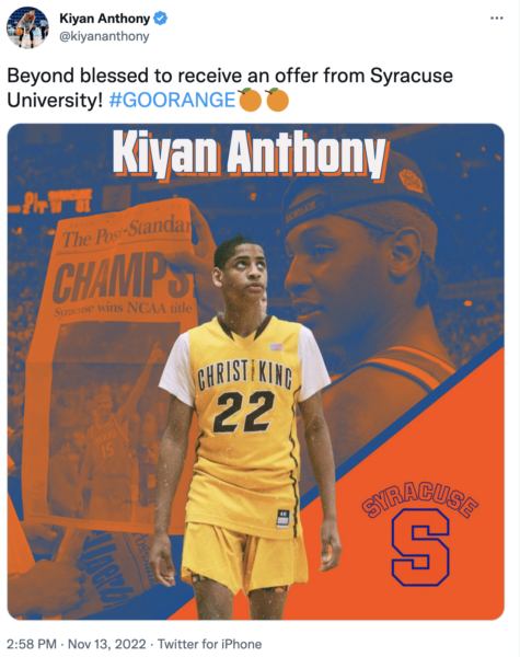 kiyan anthony syracuse tweet