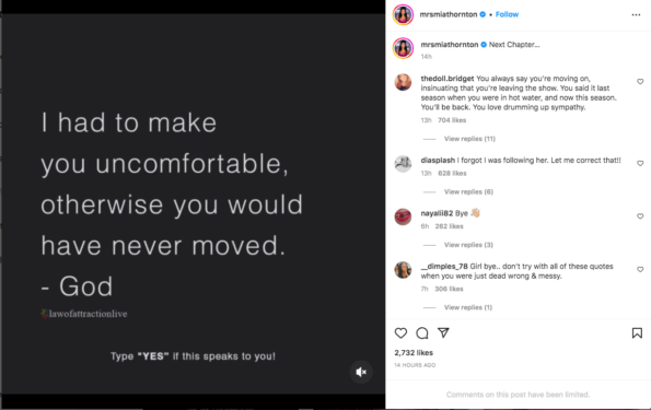 Mia Thornton, 'RHOP' Başrol Oyuncusu Wendy Osefo'ya İçecek Fırlattığı İçin Tepkiyle Karşılaştıktan Sonra Twitter'ını Yeniden Etkinleştirdi, Eylemlerini 'Dayanılmaz' Olarak Adlandırıyor ve 'Düzenlenmiş Bir TV Şovuna Dayanarak' Yargılandığını İddia Ediyor