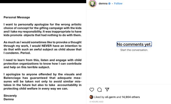 Balenciaga designer Demna addresses BDSM ad scandal, apologizes