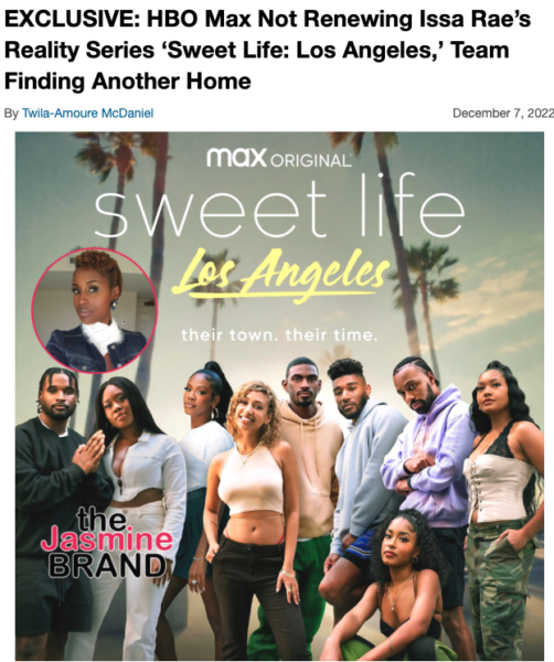 EXCLUSIVE: HBO Max Not Renewing Issa Rae's Reality Series 'Sweet Life: Los  Angeles,' Team Finding Another Home - theJasmineBRAND