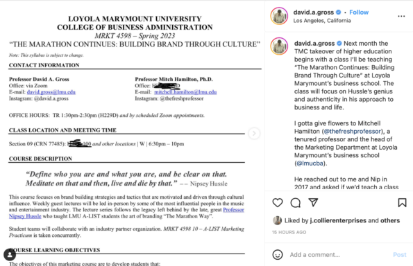 Nipsey Hussle Course Coming To Los Angeles University In Spring 2023