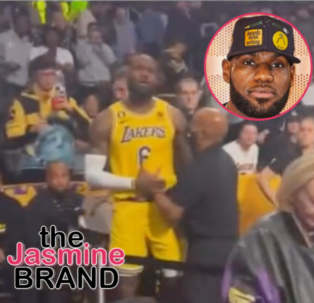 Lebron James Restrained By Officials During Tense Exchange w/ Heckler Joking About His Hairline