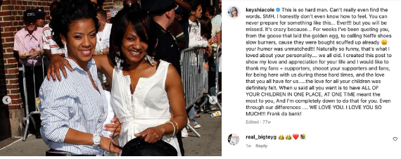 Keyshia Cole breaks silence on mom Frankie Lons' death