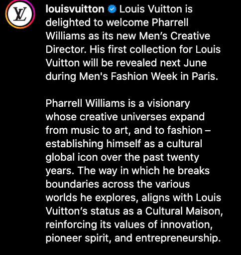 Pharrell Succeeds Virgil Abloh As Louis Vuitton Men's Creative Director