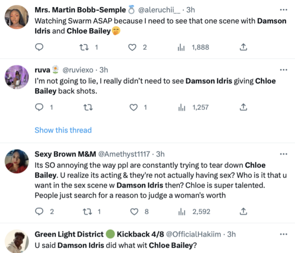 Damson Idris ve Chloe Bailey'nin “Swarm”daki Seks Sahnesi Twitter'ın Müstehcen Sahneye Tepki Vermesinden Sonra Trendlerde
