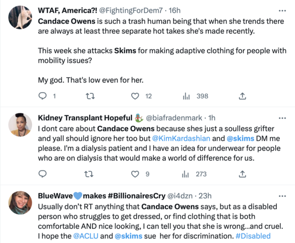 Candace Owens' Negative Comments on Skims Ad Disabled Adaptive Line