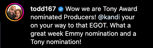 Kandi Burruss İlk Tony ve Emmy Adaylıklarını 24 Saat Ayrı Kazandı + Kocası Todd Tucker Tepki Verdi: "O EGOT'A Giden Yoldasınız"