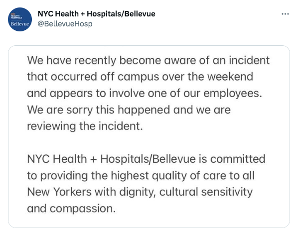 NYC Hastanesi, Çalışanın Genç Siyah Adamdan CitiBike'ı Çalmaya Çalışırken Sahte Ağladığı İddia Edilmesinin Ardından Açıklama Yaptı: "Bu Olduğu İçin Üzgünüz ve Olayı İnceliyoruz"