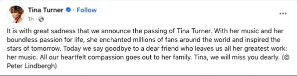 Güncelleme: Temsilci, Efsanevi Şarkıcı Tina Turner'ın Doğal Nedenlerden Öldüğünü Söyledi