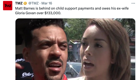 Matt Barnes' Ex-Wife Says He Owes A Crazy Amount of Child Support; Barnes  Has Sole Custody of Kids