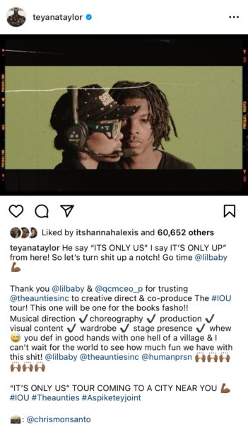 Teyana Taylor, Rapçinin Birden Fazla Şovu Açıklama Yapmaksızın İptal Ettiği İçin Manşete Çıkmasının Ardından Lil Baby's Tour'un Yaratıcı Yönetmeni ve Ortak Yapımcısı Olmak İçin İmza Attığını Açıkladı