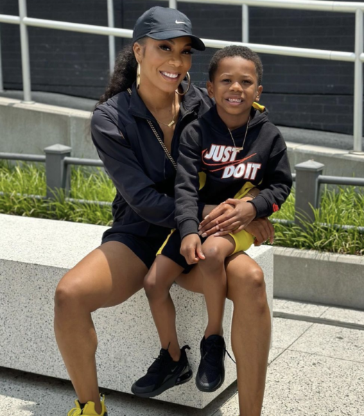 Sanya Richards-Ross & her son Aaron Jermaine
