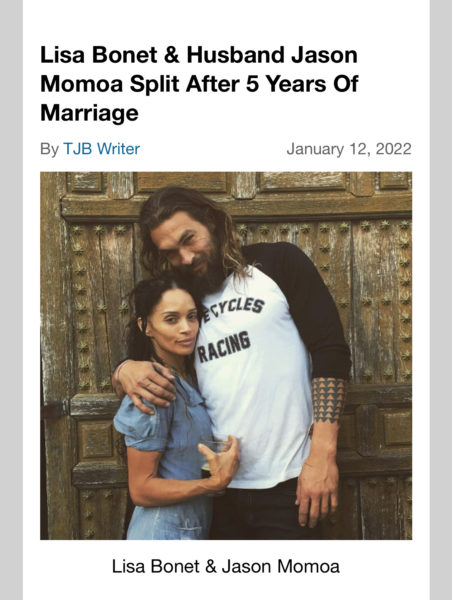 Lisa Bonet Files to Divorce Jason Momoa After Splitting 2 Years Ago