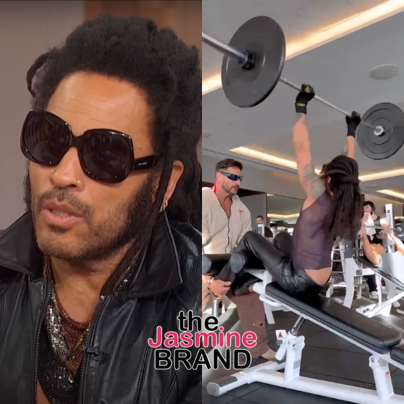 Lenny Kravitz Works Out In Leather Pants & A Mesh Top & Fans Are Swooning: ‘My Man Never Breaks Character’