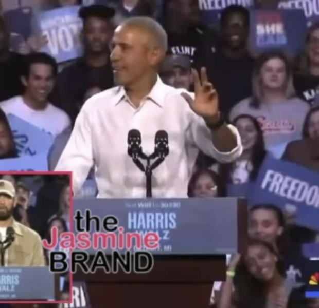 Watch The Moment Barack Obama Rapped Eminem’s ‘Lose Yourself’ After Being Introduced By The Rapper At Detroit Kamala Harris Rally