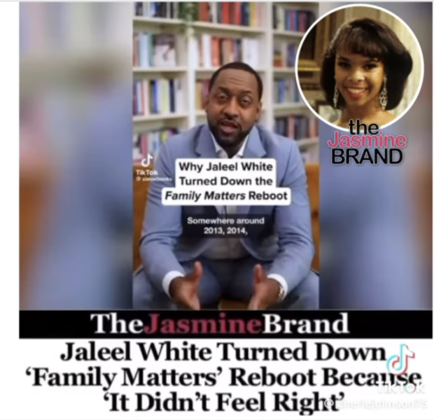 “Family Matters” Actress Cherie Johnson Says She Was Asked NOT To Answer Questions About A Reboot To Protect Show’s Legacy, But Jaleel White Spoke About It Anyway [VIDEO]