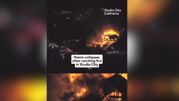 Home Collapses In Studio City As Fires Continue To Rage Across Southern California