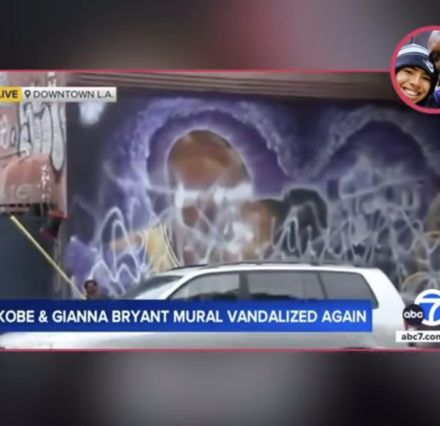 Kobe Bryant & Gianna Bryant Mural Vandalized Again In Downtown L.A.