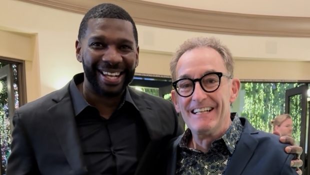 #TjbSpotted: Tech Executive, Dré Villeroy at Paramount Studios with SpongeBob Voice Actor Star, Tom Kenny in Hollywood